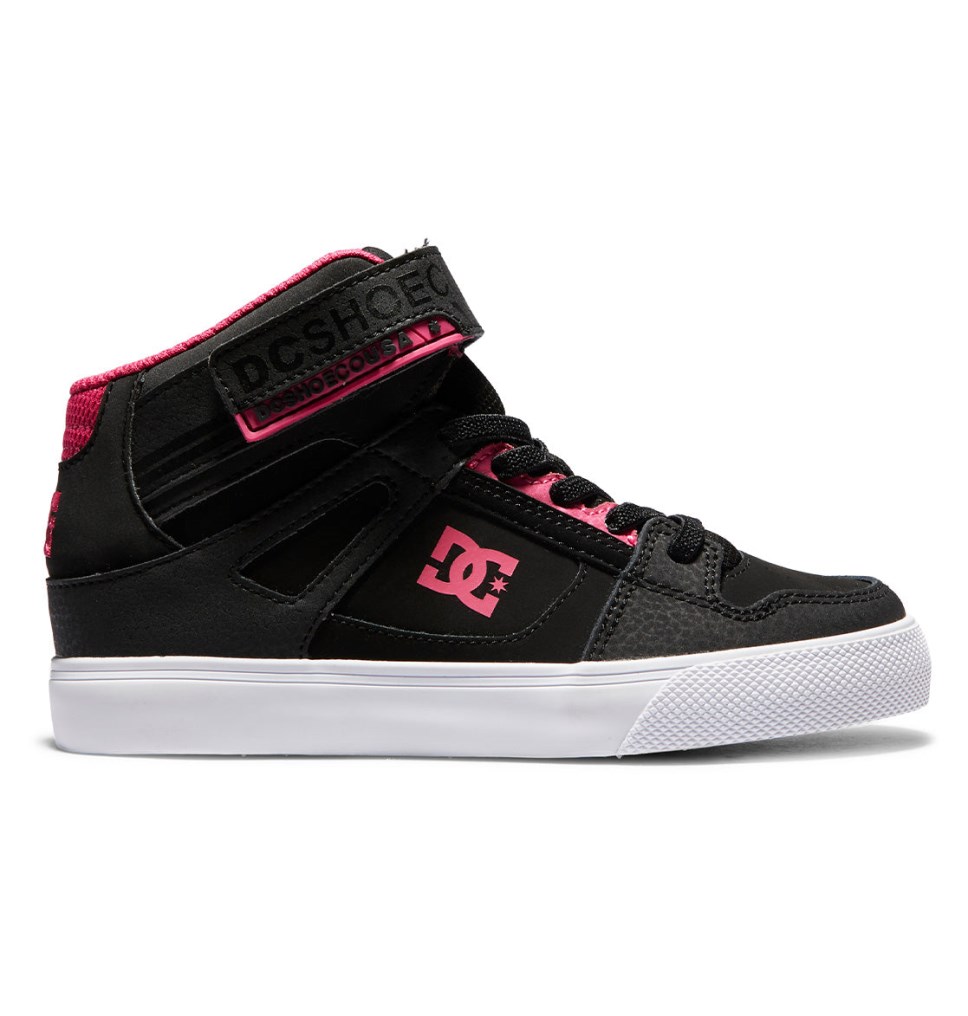 Basket Montante DC Shoes France Pure High Elastic Lace Noir Rose Enfant | NEV-9681216