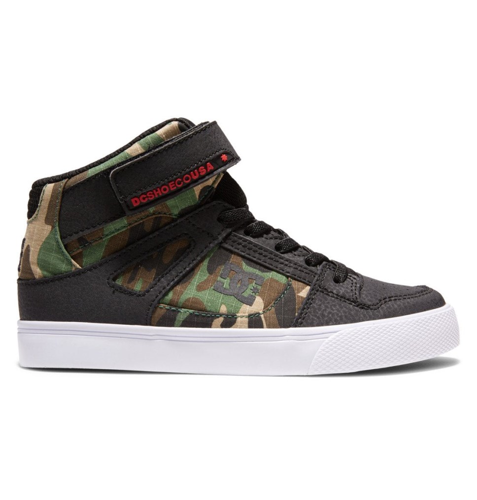 Basket Montante DC Shoes France Pure High Elastic Lace Noir Camouflage Enfant | TAA-7422005