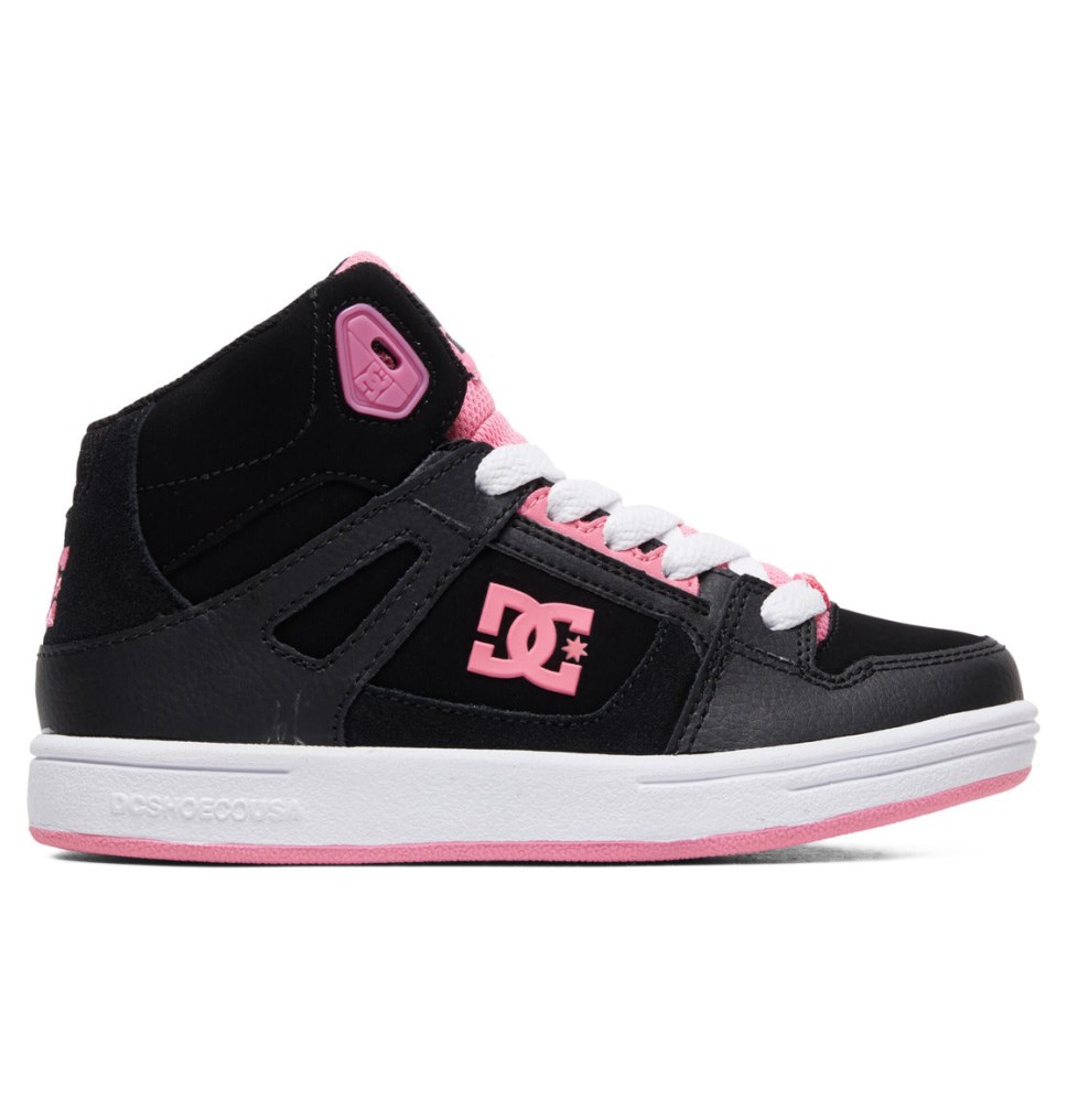 Basket Montante DC Shoes France Pure Noir Rose Enfant | COZ-3263485