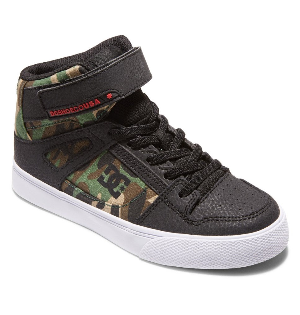 Basket Montante DC Shoes France Pure High Elastic Lace Noir Camouflage Enfant | TAA-7422005