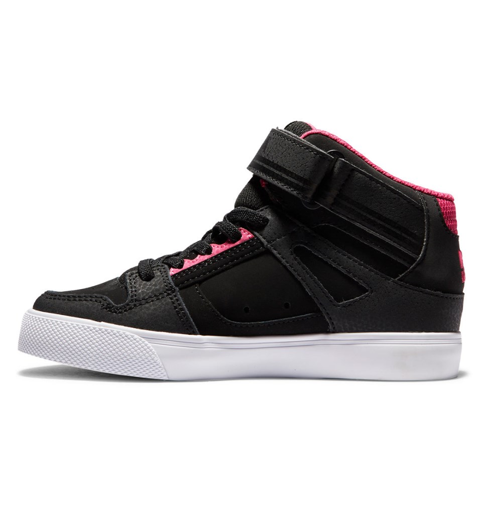 Basket Montante DC Shoes France Pure High Elastic Lace Noir Rose Enfant | NEV-9681216