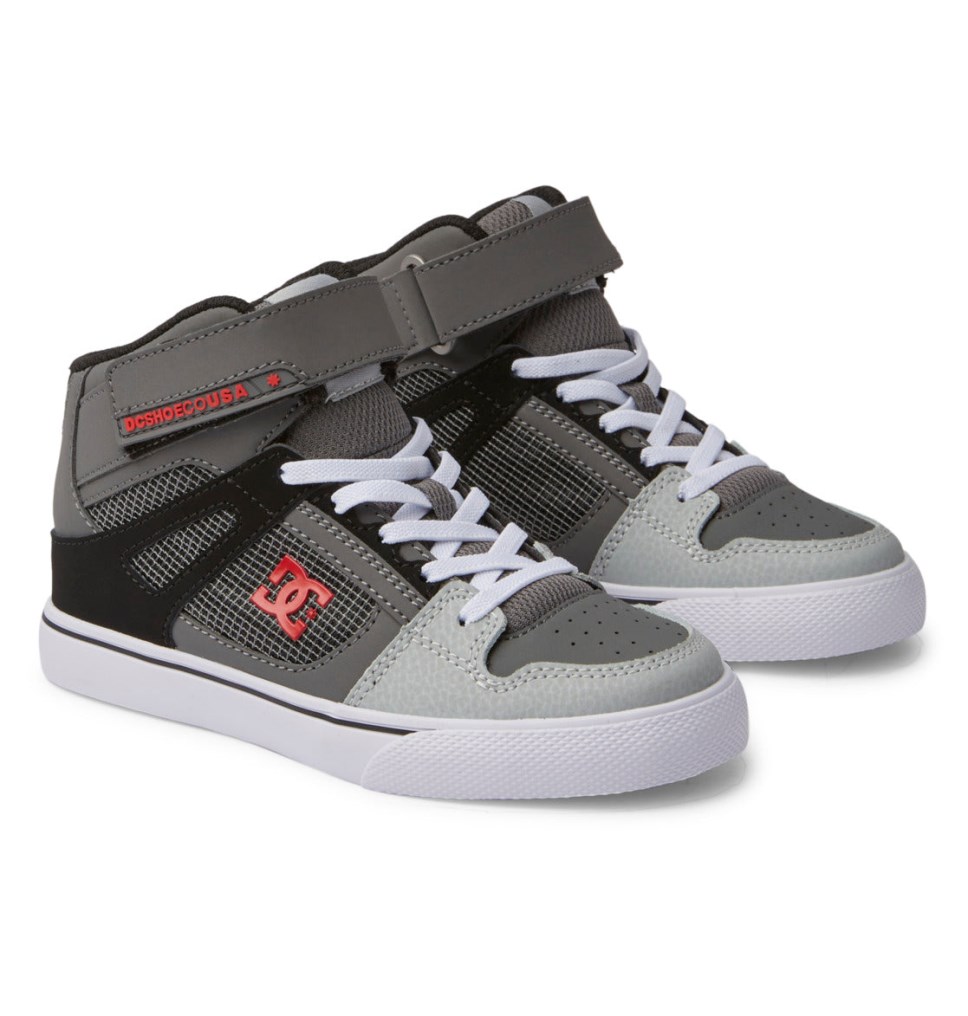 Basket Montante DC Shoes France Pure High Elastic Lace Rouge Grise Enfant | MVU-2644345