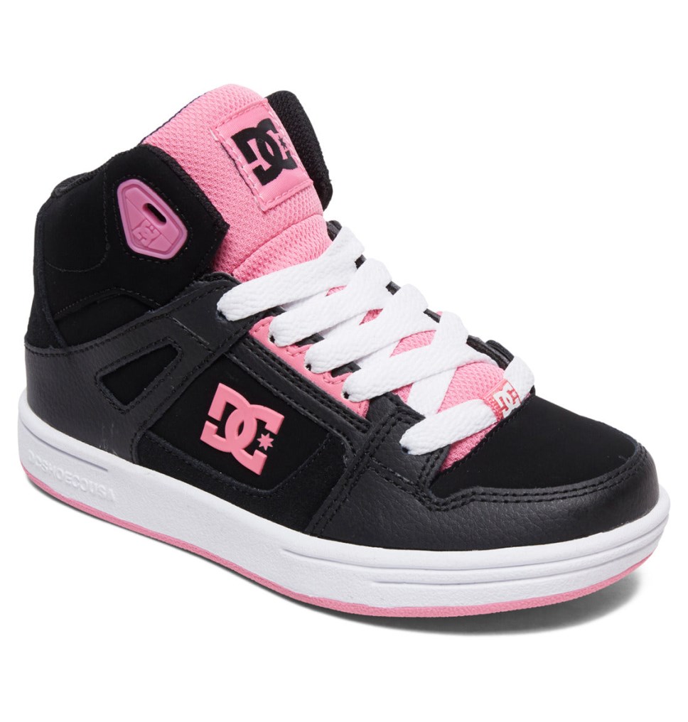 Basket Montante DC Shoes France Pure Noir Rose Enfant | COZ-3263485