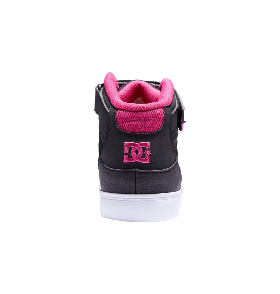 Basket Montante DC Shoes France Pure High Elastic Lace Noir Rose Enfant | NEV-9681216