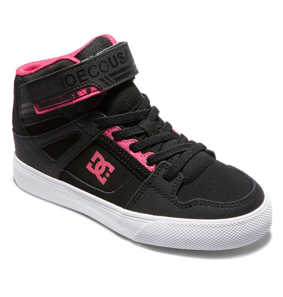 Basket Montante DC Shoes France Pure High Elastic Lace Noir Rose Enfant | NEV-9681216