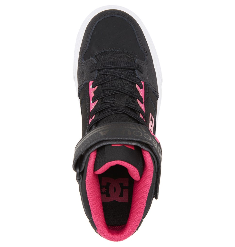 Basket Montante DC Shoes France Pure High Elastic Lace Noir Rose Enfant | NEV-9681216