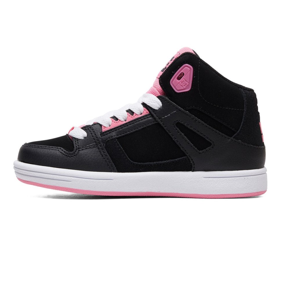 Basket Montante DC Shoes France Pure Noir Rose Enfant | COZ-3263485