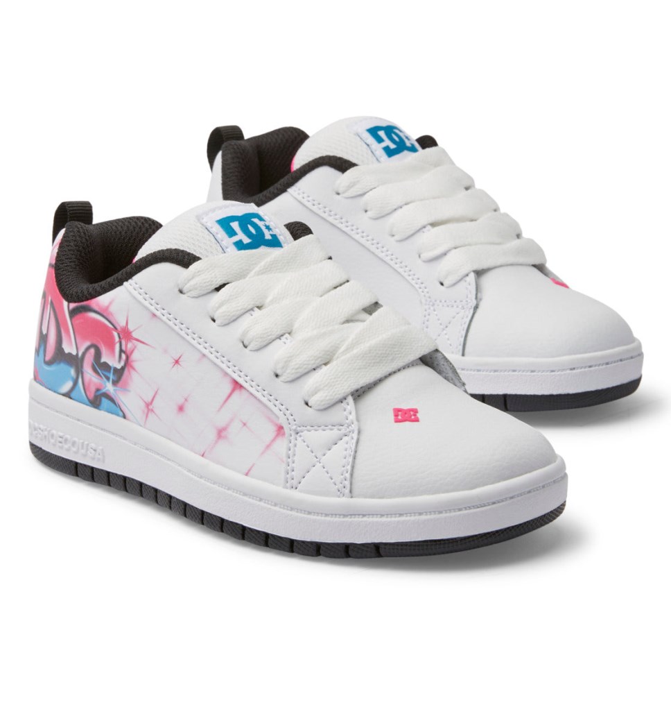 Basket DC Shoes France Graffiti Print Court Graffik Rose Clair Enfant | LIW-3381984