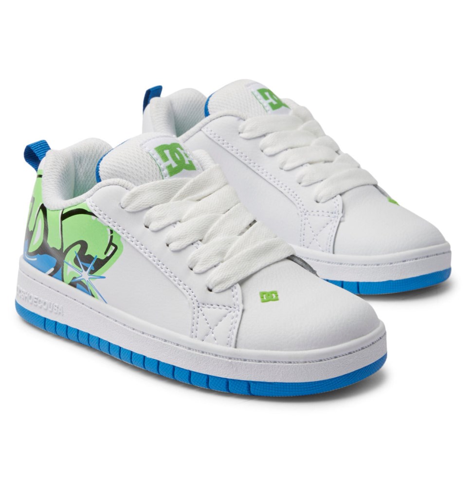 Basket DC Shoes France Graffiti Print Court Graffik Blanche Enfant | NPI-9127738