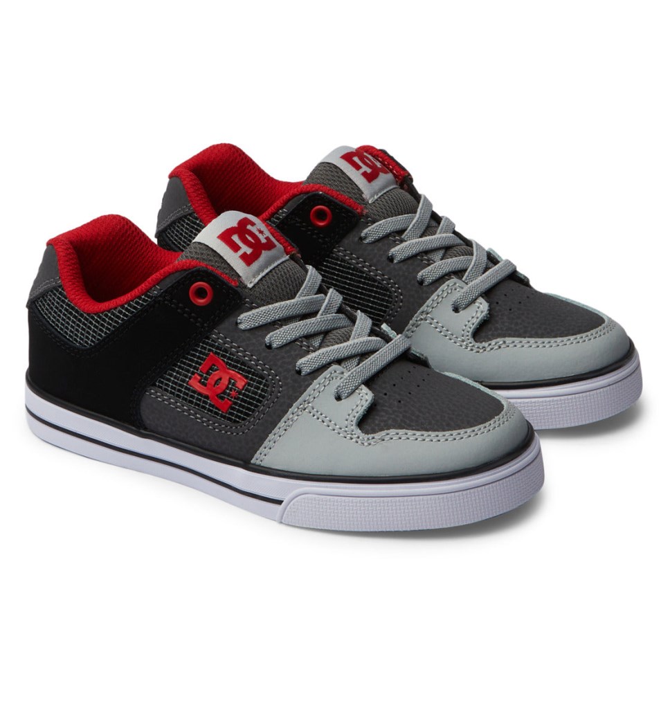 Basket DC Shoes France Pure Elastic Lace Rouge Grise Enfant | KNK-5995865