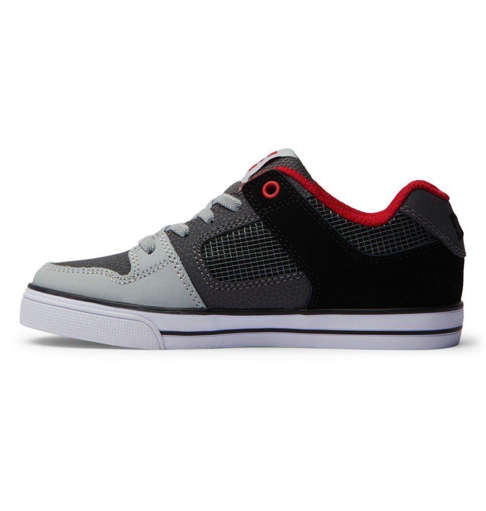 Basket DC Shoes France Pure Elastic Lace Rouge Grise Enfant | KNK-5995865