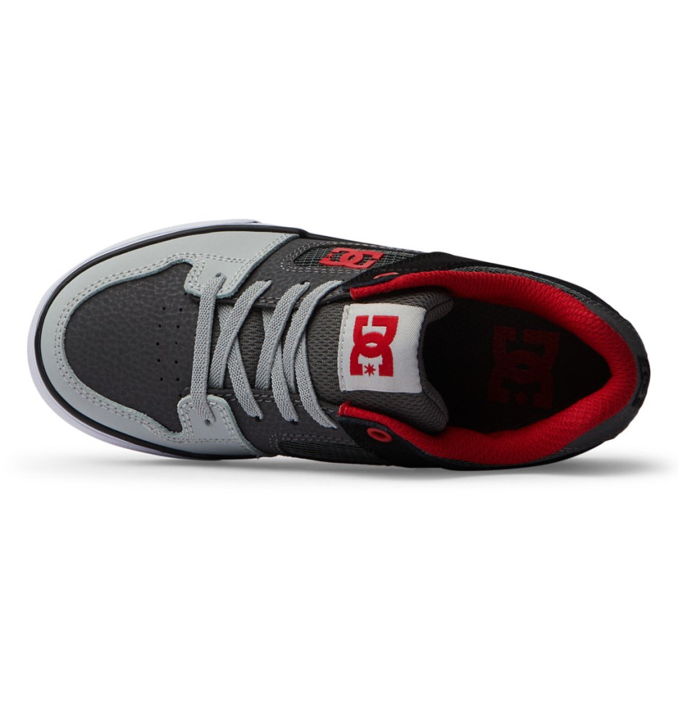 Basket DC Shoes France Pure Elastic Lace Rouge Grise Enfant | KNK-5995865