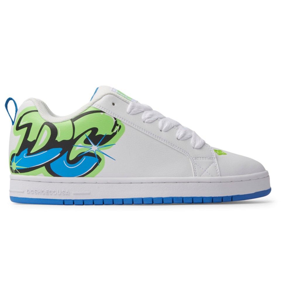 Basket DC Shoes France Graffiti Print Court Graffik Blanche Vert Clair Turquoise Homme | JPS-7154476