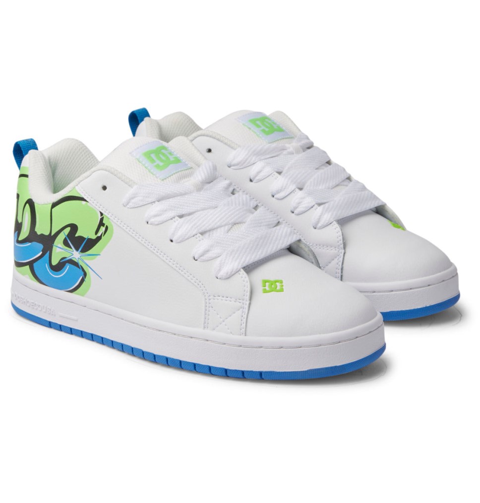 Basket DC Shoes France Graffiti Print Court Graffik Blanche Vert Clair Turquoise Homme | JPS-7154476