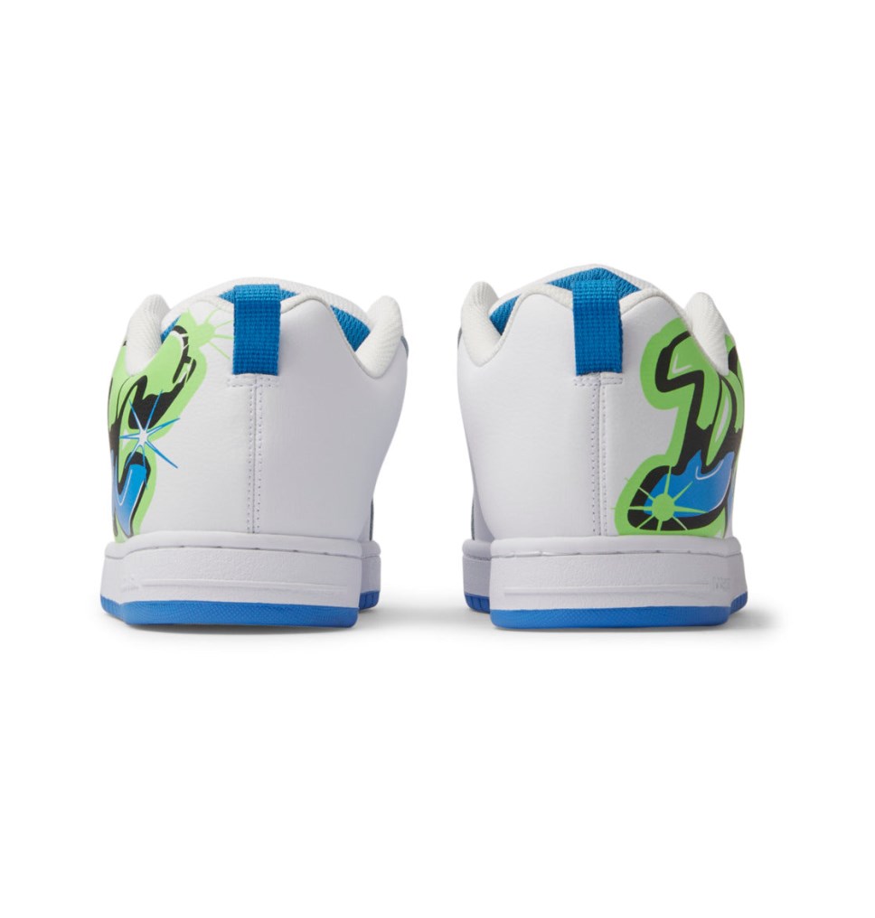 Basket DC Shoes France Graffiti Print Court Graffik Blanche Vert Clair Turquoise Homme | JPS-7154476