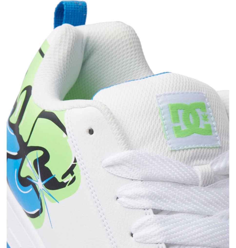 Basket DC Shoes France Graffiti Print Court Graffik Blanche Vert Clair Turquoise Homme | JPS-7154476