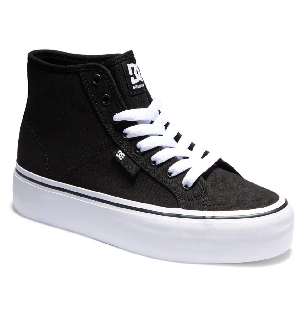 Basket Montante DC Shoes France Manual Hi Platform Noir Blanche Femme | HZJ-9905920