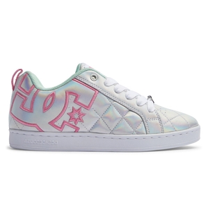 Basket DC Shoes France Court Graffik SE Blanche Metal Argent Rose Femme | MEG-1703368