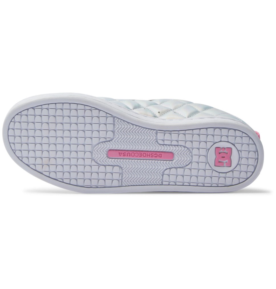 Basket DC Shoes France Court Graffik SE Blanche Metal Argent Rose Femme | MEG-1703368