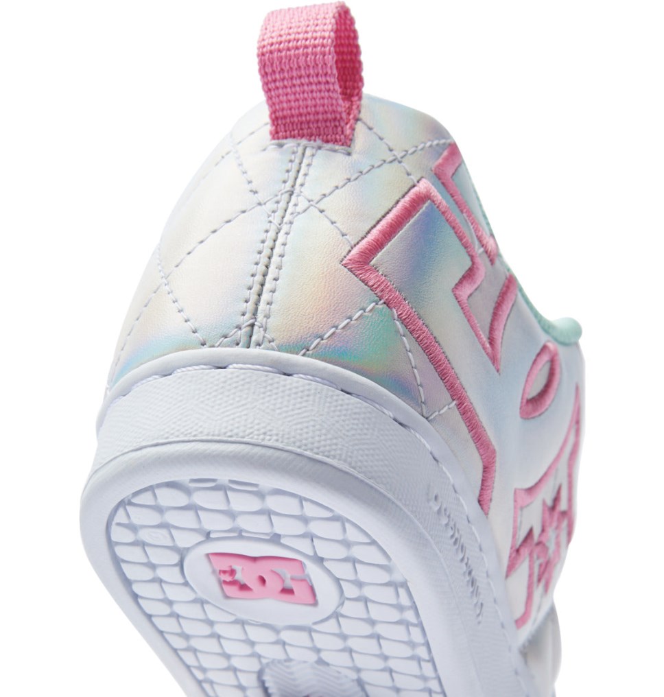 Basket DC Shoes France Court Graffik SE Blanche Metal Argent Rose Femme | MEG-1703368