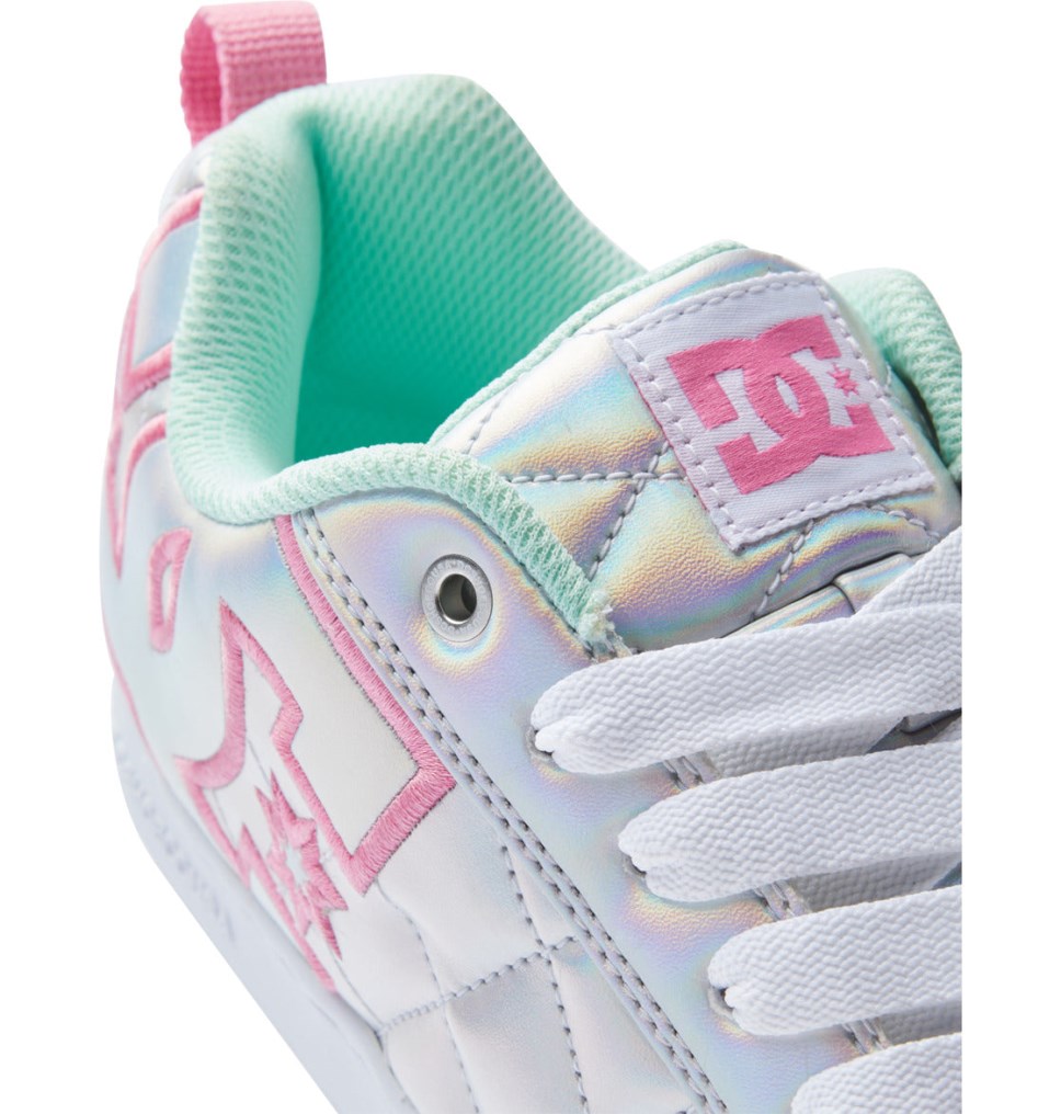 Basket DC Shoes France Court Graffik SE Blanche Metal Argent Rose Femme | MEG-1703368