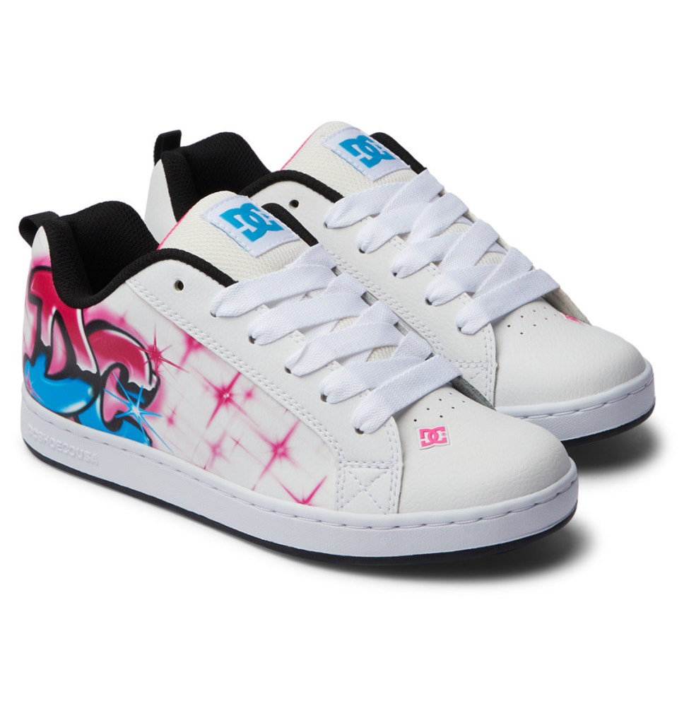 Basket DC Shoes France Graffiti Print Court Graffik Rose Clair Femme | QQN-8581494