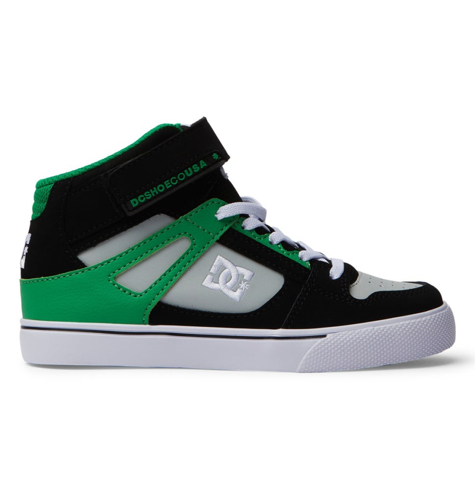 Basket Montante DC Shoes France Pure High Elastic Lace Noir Vert Enfant | ZGH-2612938