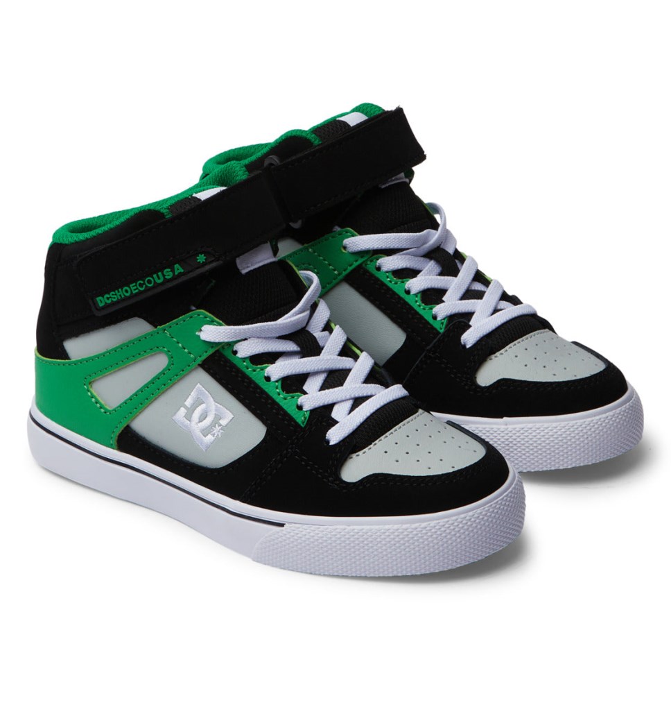 Basket Montante DC Shoes France Pure High Elastic Lace Noir Vert Enfant | ZGH-2612938