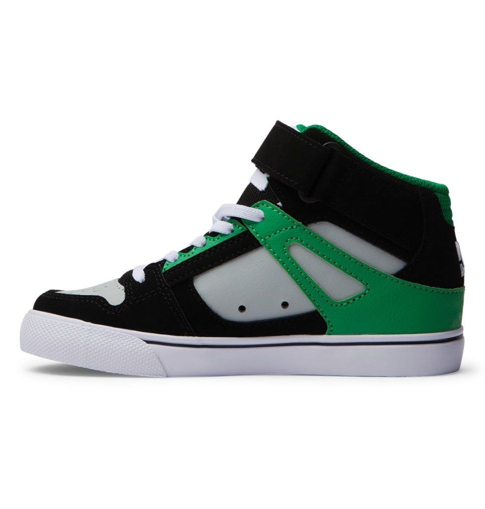 Basket Montante DC Shoes France Pure High Elastic Lace Noir Vert Enfant | ZGH-2612938