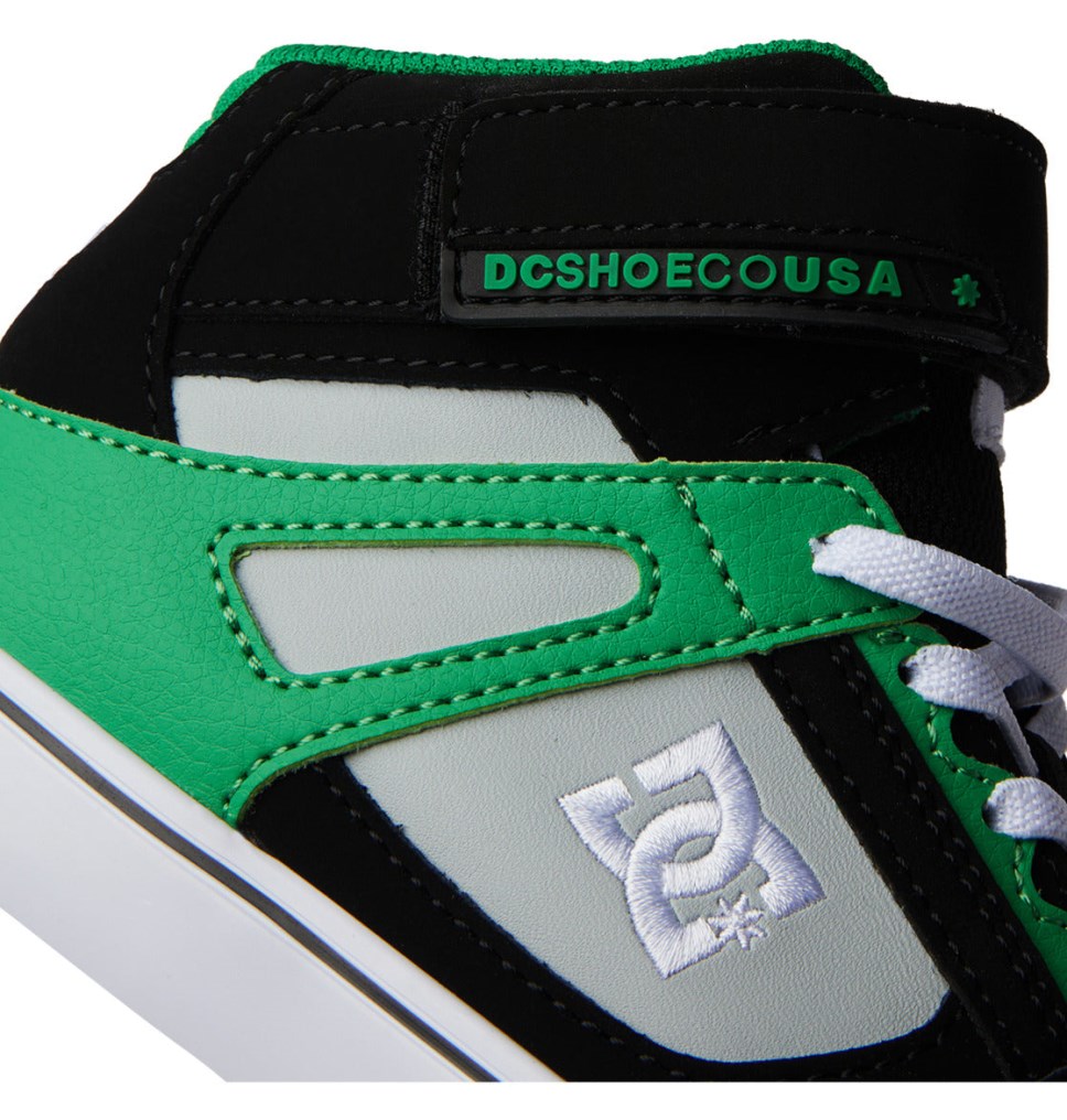 Basket Montante DC Shoes France Pure High Elastic Lace Noir Vert Enfant | ZGH-2612938